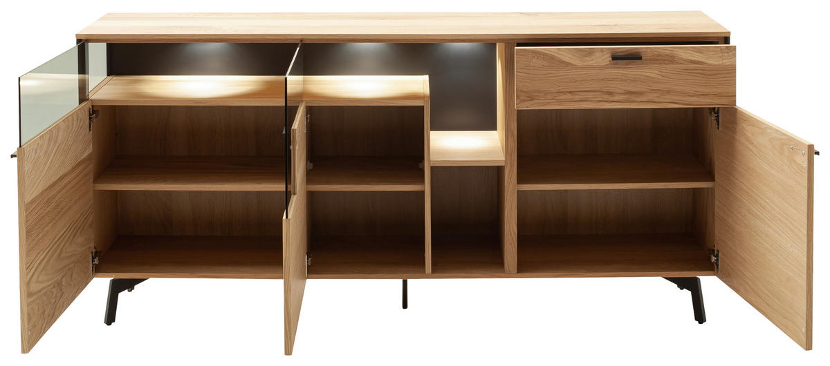 SIDEBOARD Anthrazit, Eichefarben  182/72/43 cm  - Eichefarben/Anthrazit, Design, Glas/Holz (182/72/43cm) - Schöner Wohnen