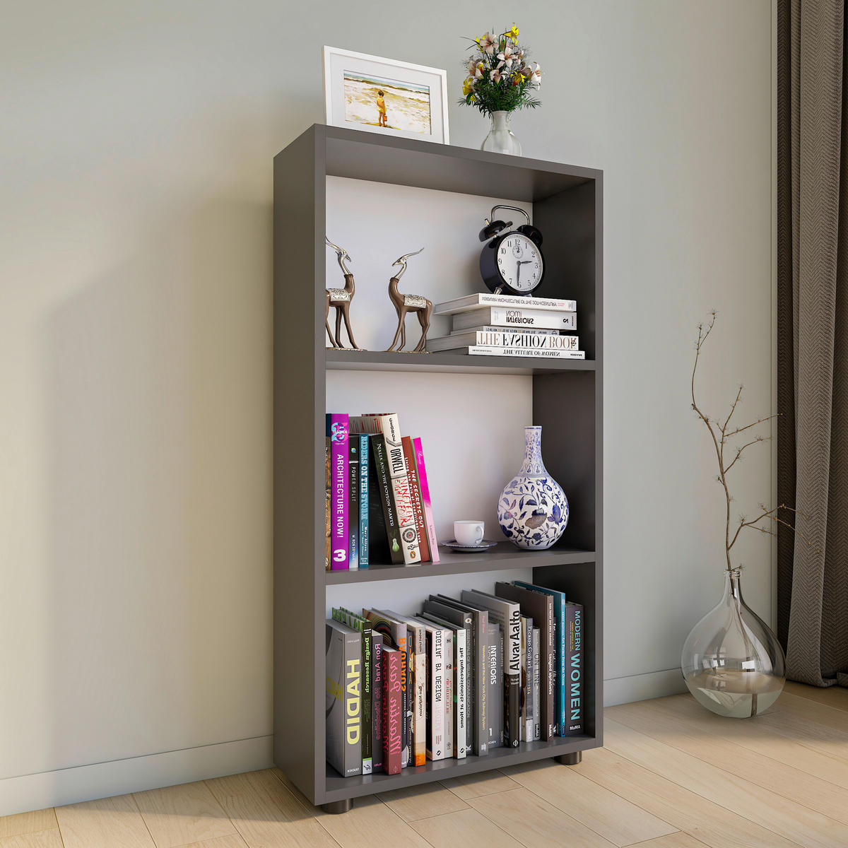 REGAL Anthrazit  - Anthrazit/Schwarz, MODERN, Holzwerkstoff/Kunststoff (56/108/20cm) - MID.YOU
