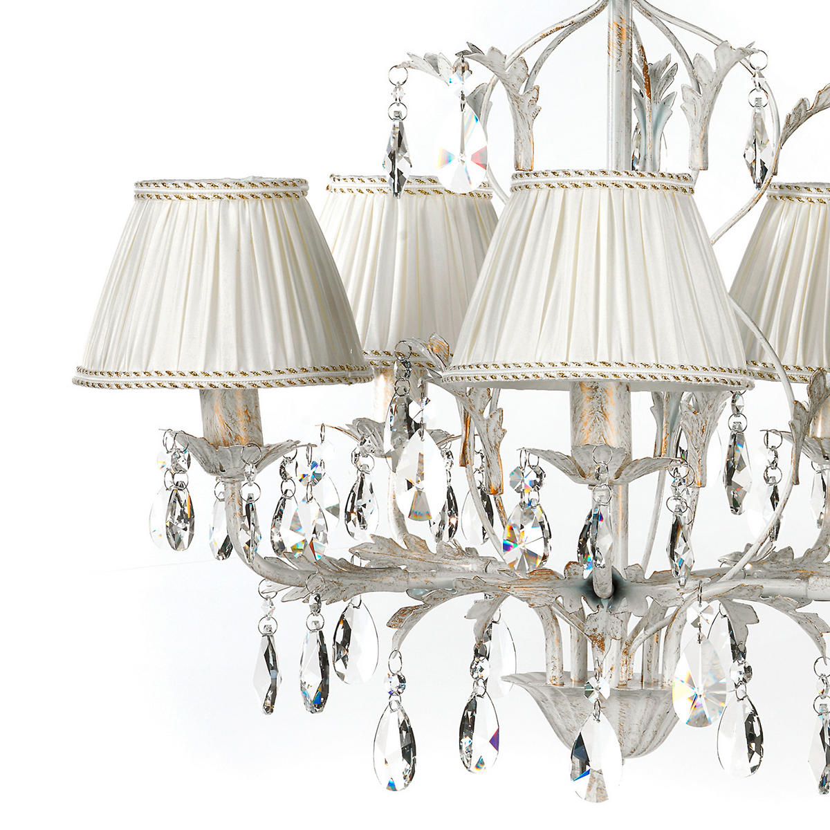 KRISTALL-HÄNGELEUCHTE 60/105 cm   - Weiß, Natur, Glas/Textil (60/105cm)