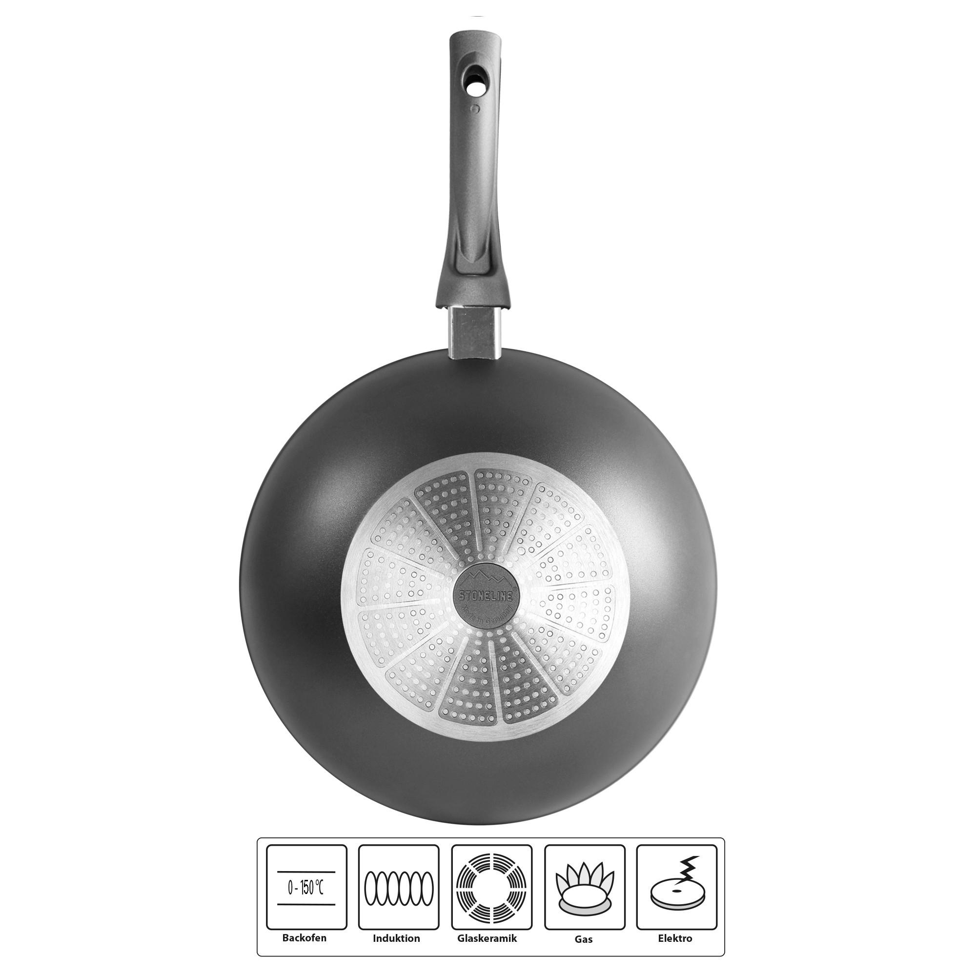 WOK  - Anthrazit, Basics, Metall (30/9,5cm) - Stoneline