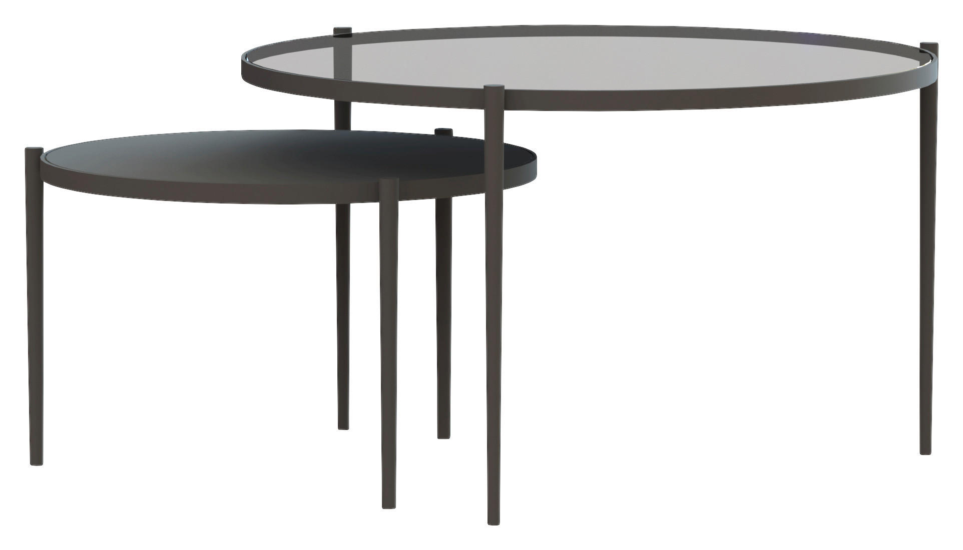 Couchtischset in Metall, Glas 70/50/70/50/42/32 cm