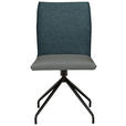 STUHL  , Stoffauswahl, Typenauswahl, Sitzfläche 360° drehbar  , Webstoff, Mikrofaser  ,  - Graublau/Schwarz, Design, Textil/Metall (49/91/60cm) - Moderano