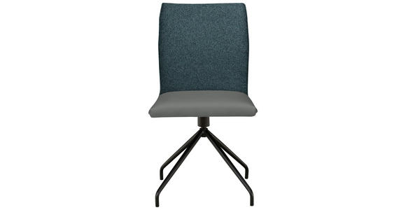 STUHL  , Stoffauswahl, Typenauswahl, Sitzfläche 360° drehbar  , Webstoff, Mikrofaser  ,  - Graublau/Schwarz, Design, Textil/Metall (49/91/60cm) - Moderano