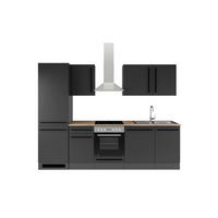 KÜCHENBLOCK 280 cm  in Schwarz  - Eichefarben/Anthrazit, LIFESTYLE, Holzwerkstoff/Kunststoff (280cm) - P & B