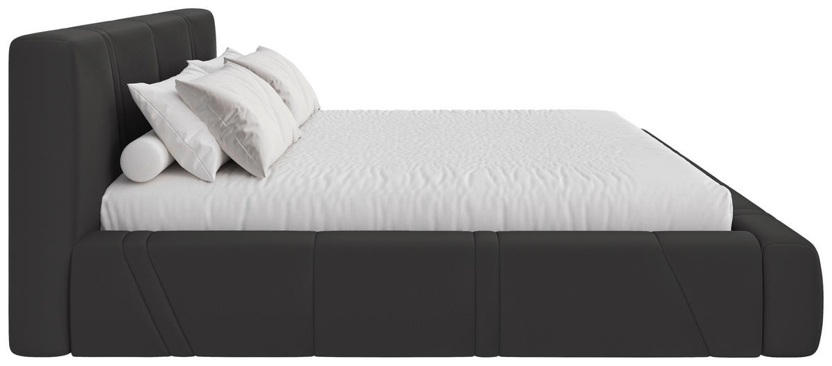 POLSTERBETT 180/200 cm,  in Anthrazit, gepolstertes Kopfteil, Lattenrost, Bettkasten,  - Anthrazit/Schwarz, Design, Holz/Kunststoff (180/200cm) - Chameo