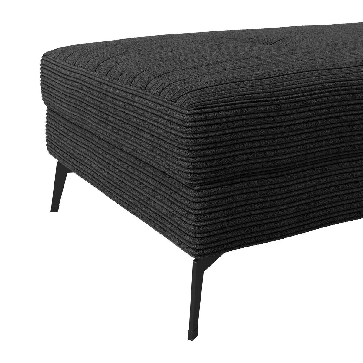 HOCKER ZERO Cord Schwarz  - Schwarz, Trend, Textil/Metall (140/46/80cm) - Livetastic