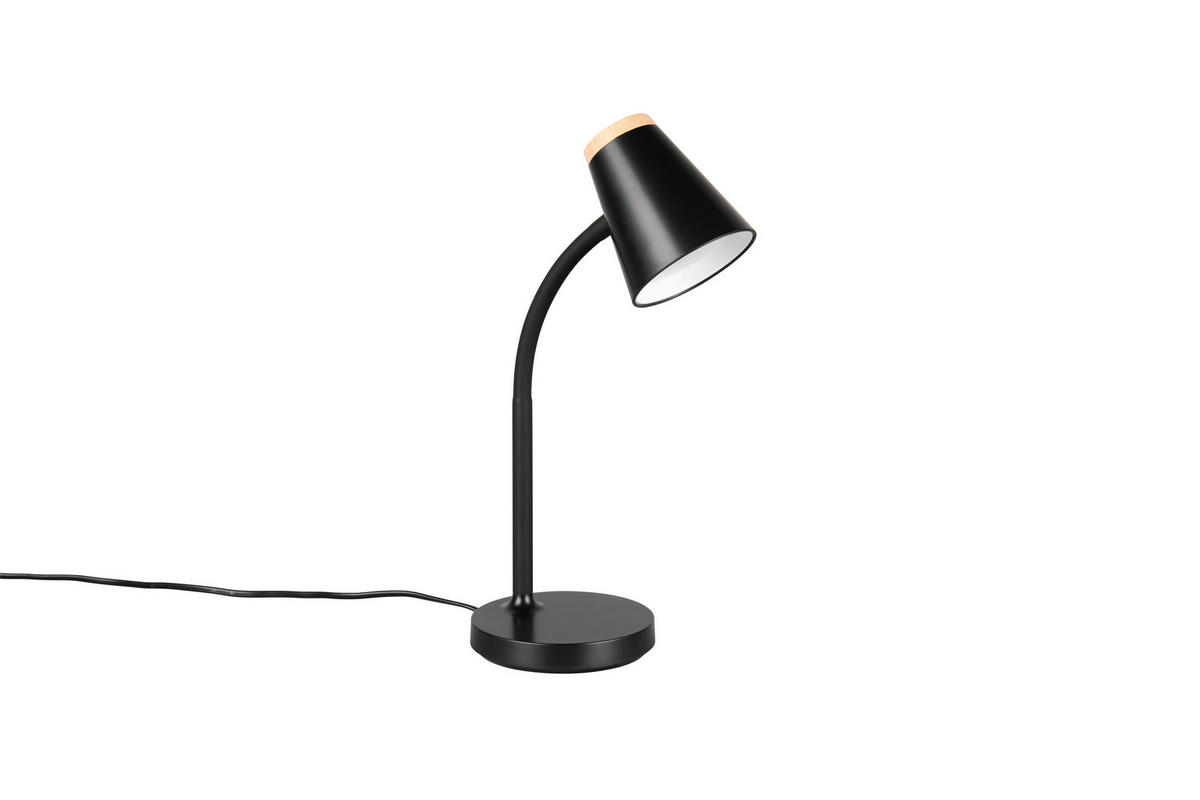 STOLNÍ LED LAMPA,  - černá/hnědá, Basics, kov/plast (36/13/23cm)