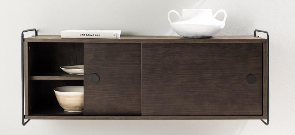 VÄGGHÄNGD MODUL svart, mörkbrun  122/48/35 cm  - svart/mörkbrun, Design, metall/trämaterial (122/48/35cm) - Niels Andersson