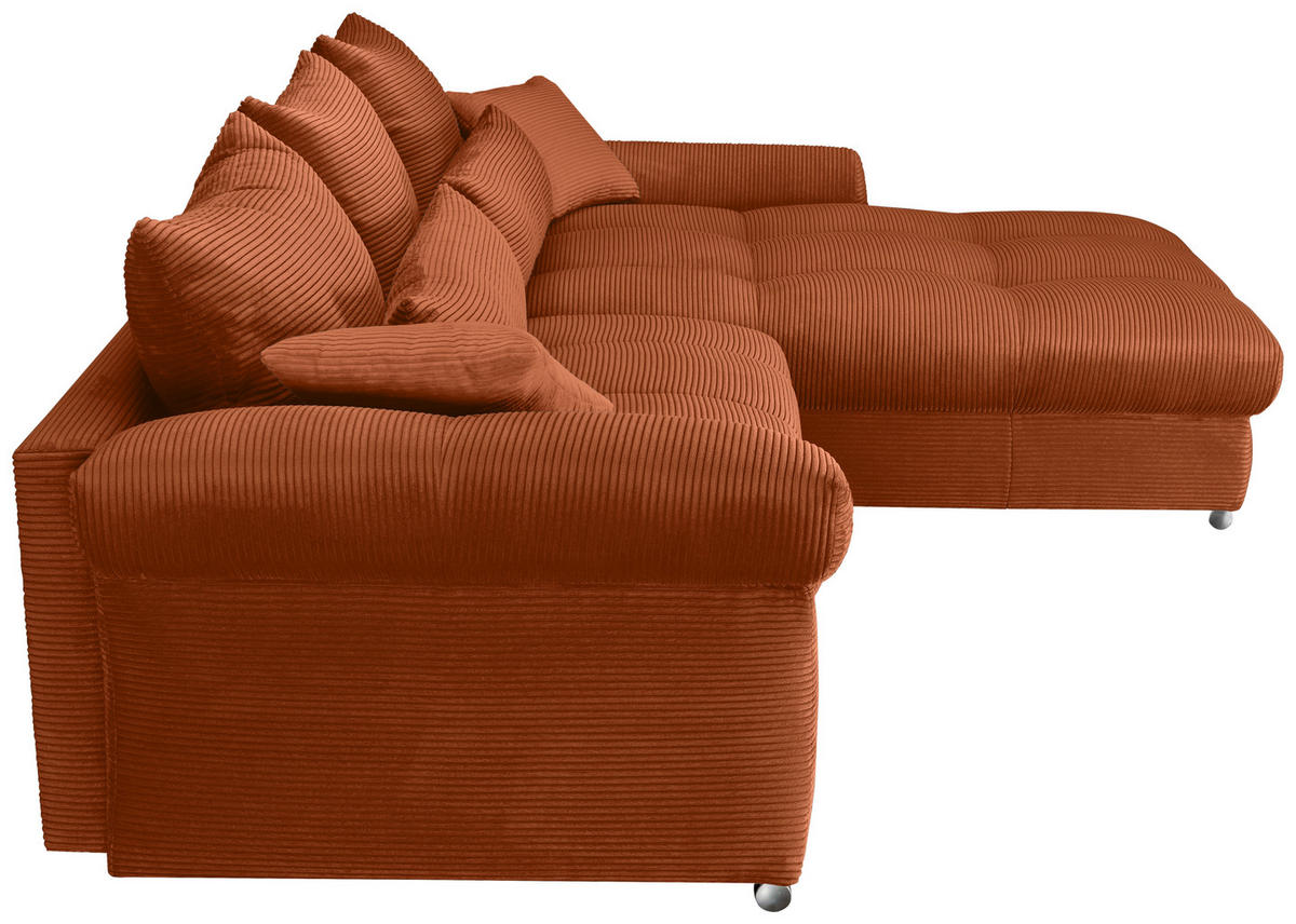 ECKSOFA Rostfarben Cord  - Chromfarben/Rostfarben, KONVENTIONELL, Textil/Metall (335/225cm) - Carryhome