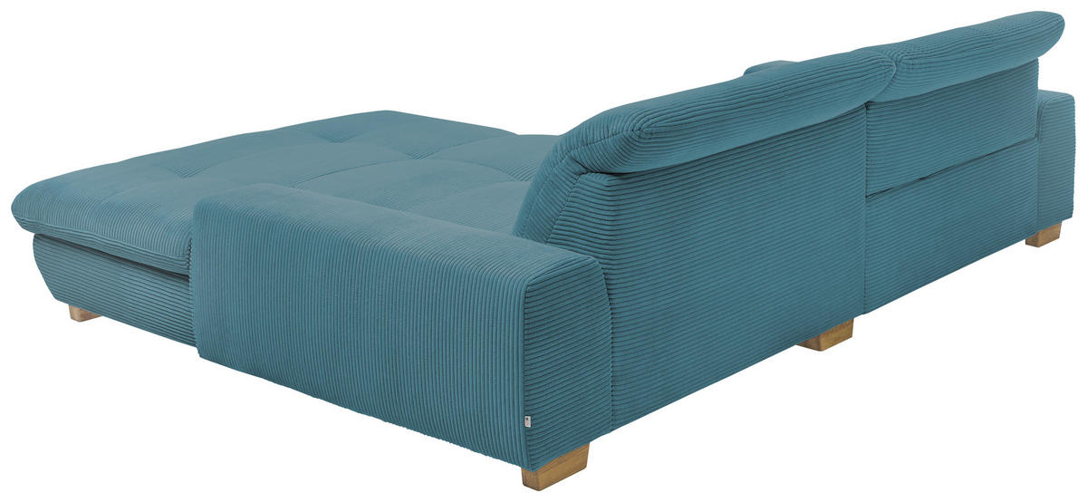 ECKSOFA Blau Cord  - Blau/Eichefarben, Design, Holz/Textil (276/198cm) - SetOne by Musterring