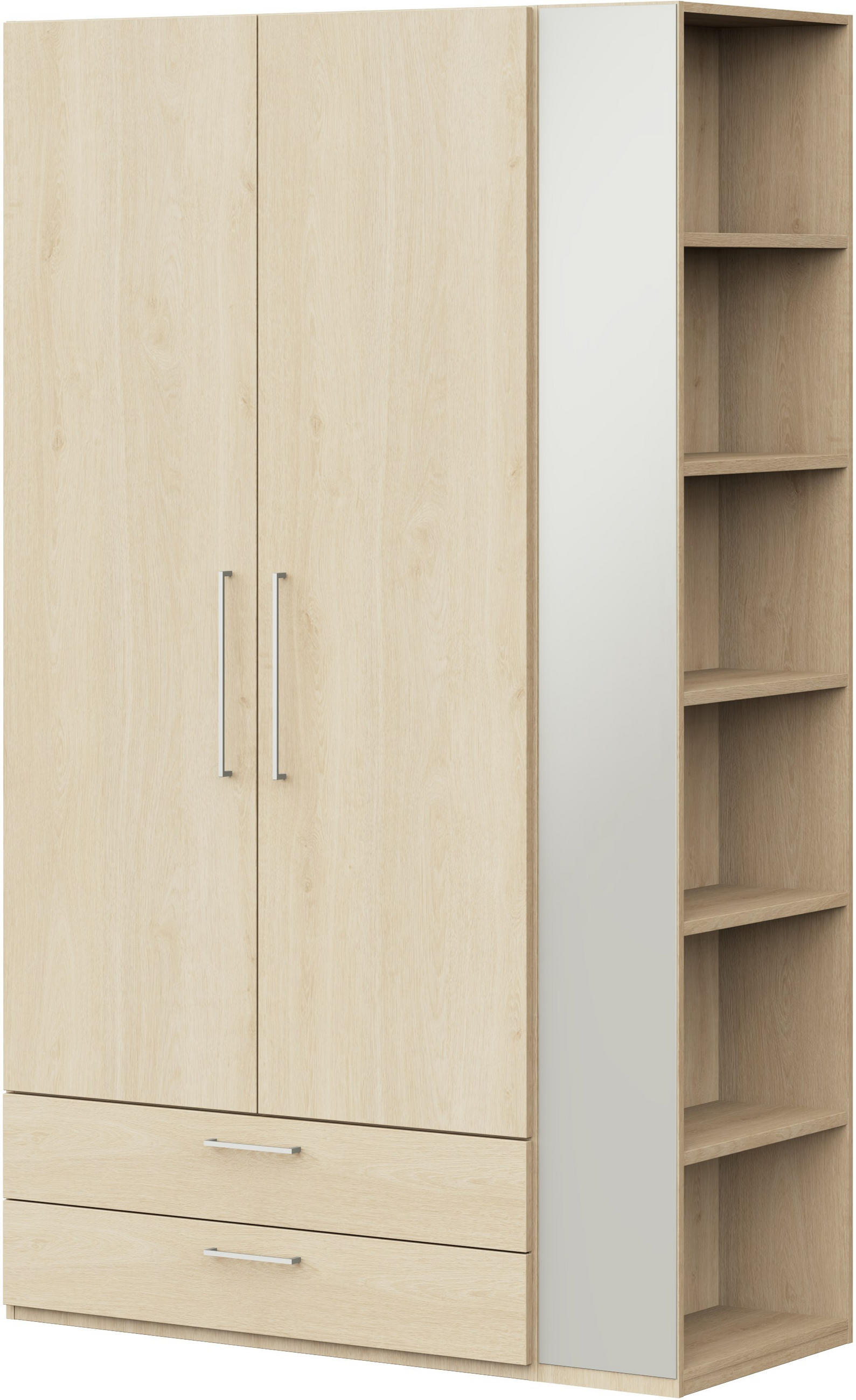KLEIDERSCHRANK 2-türig Eichefarben  - Edelstahlfarben/Eichefarben, Design, Holzwerkstoff/Metall (126,3/213,6/59,3cm) - Cantus