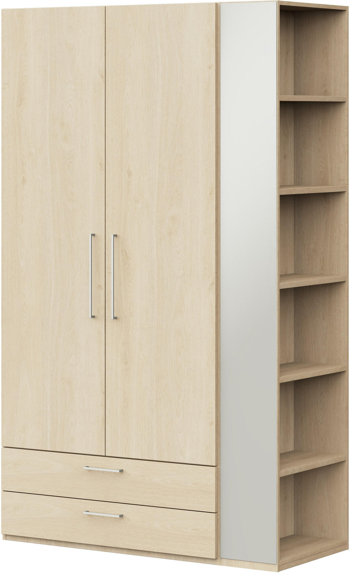 KLEIDERSCHRANK  in Eichefarben  - Edelstahlfarben/Eichefarben, Design, Holzwerkstoff/Metall (126,3/213,6/59,3cm) - Cantus