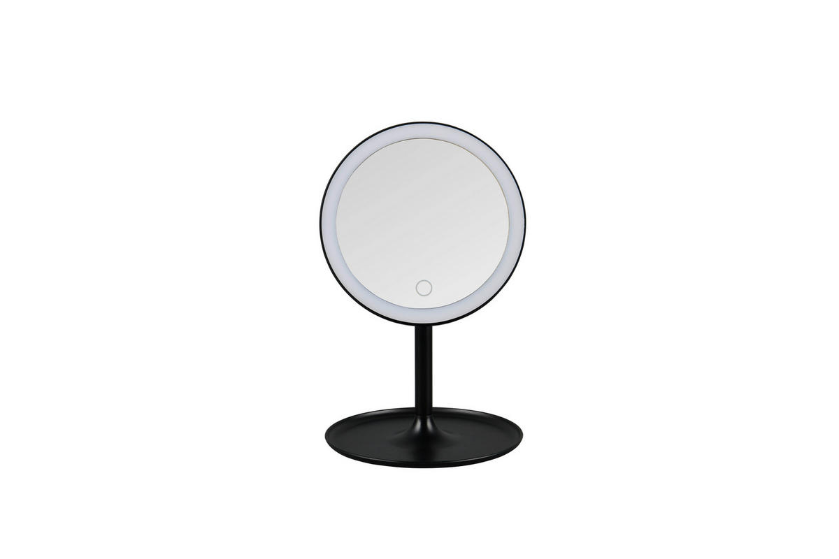 LEUCHTSPIEGEL 18/28,5/18 cm  - Schwarz, Basics, Glas/Kunststoff (18/28,5/18cm) - Milino