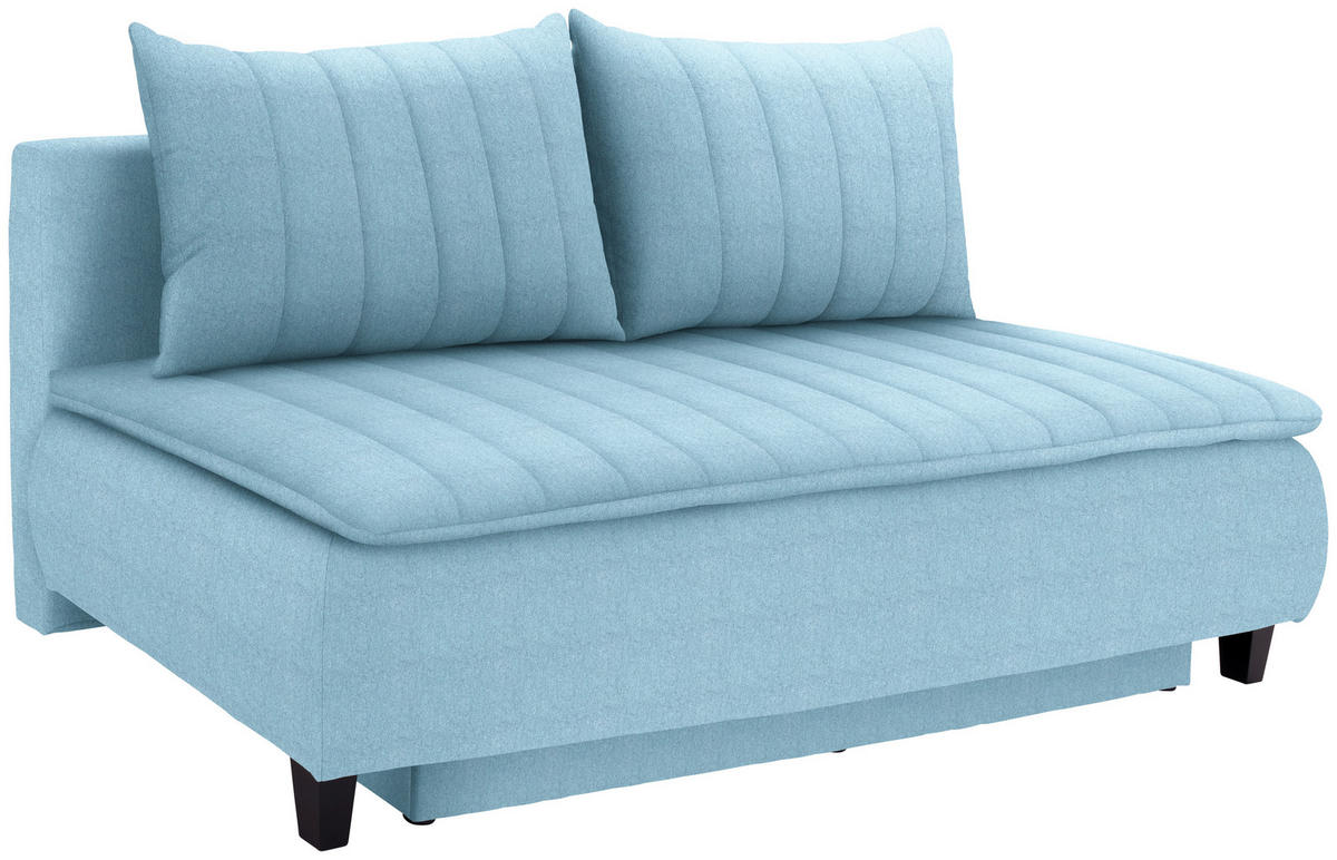 BOXSPRINGSOFA  mit Schlafen auf Sitzhöhe Webstoff Hellblau  - Schwarz/Hellblau, MODERN, Holz/Textil (208/102/96cm) - MID.YOU