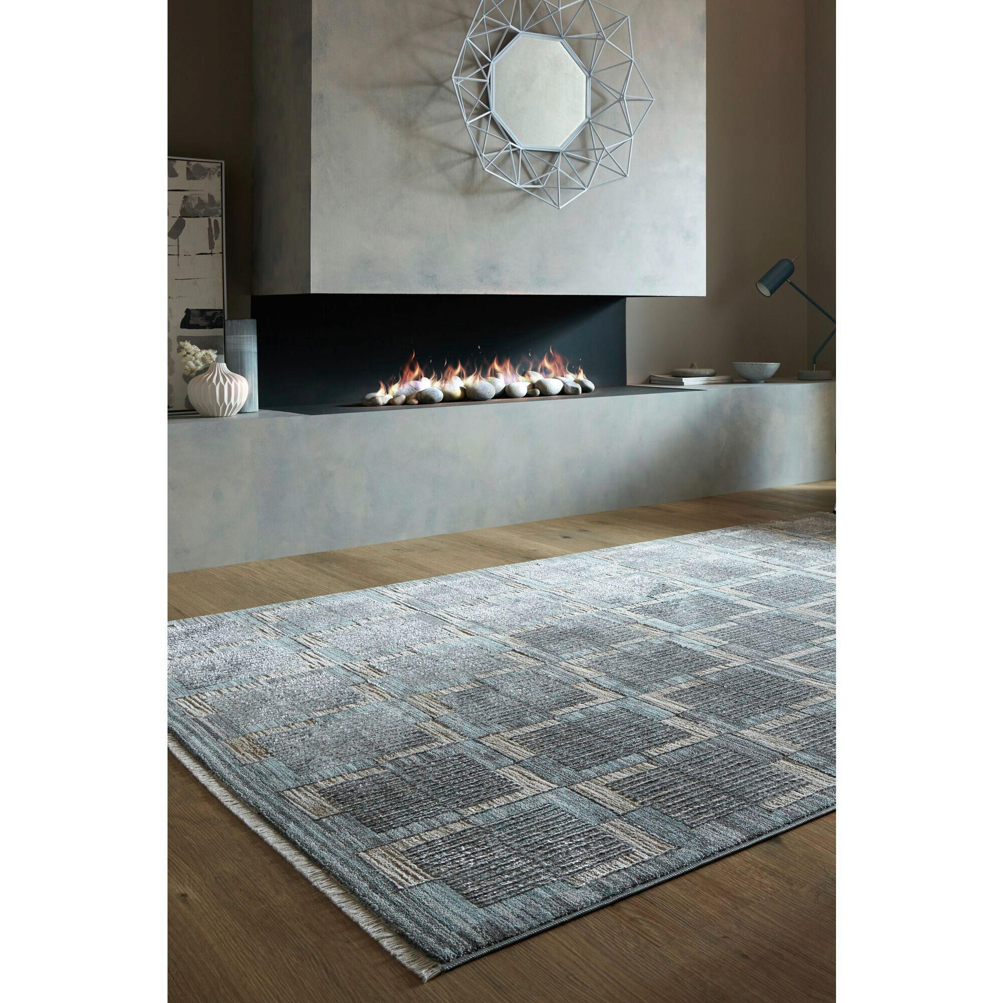 WEBTEPPICH 160/240 cm EVELYN BLOCKS Grau  - Grau, KONVENTIONELL, Kunststoff/Textil (160/240cm)