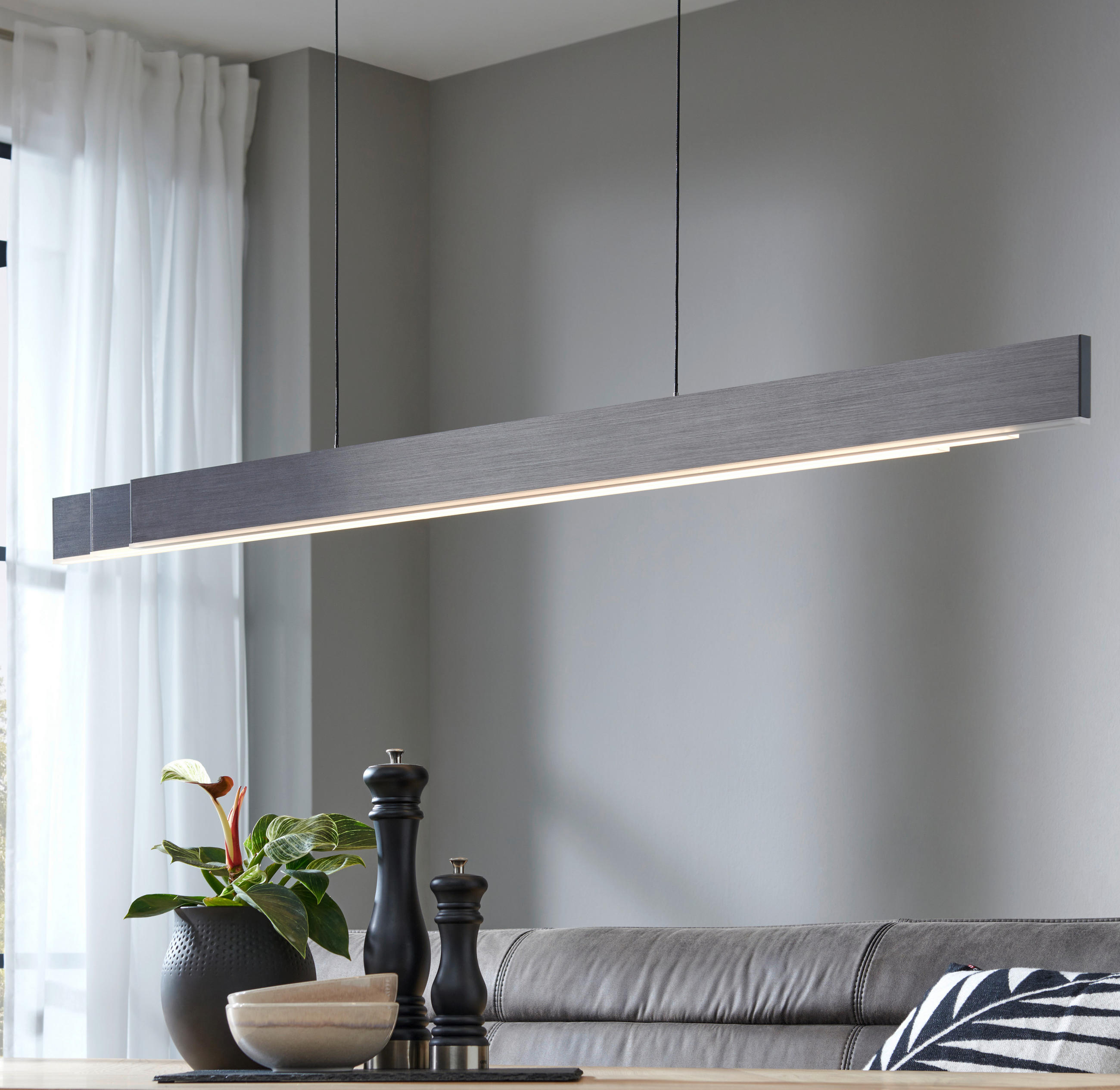 LED-HÄNGELEUCHTE 200/8,2/240 cm    - Hellgrau, Design, Kunststoff/Metall (200/8,2/240cm) - Neuhaus PURE