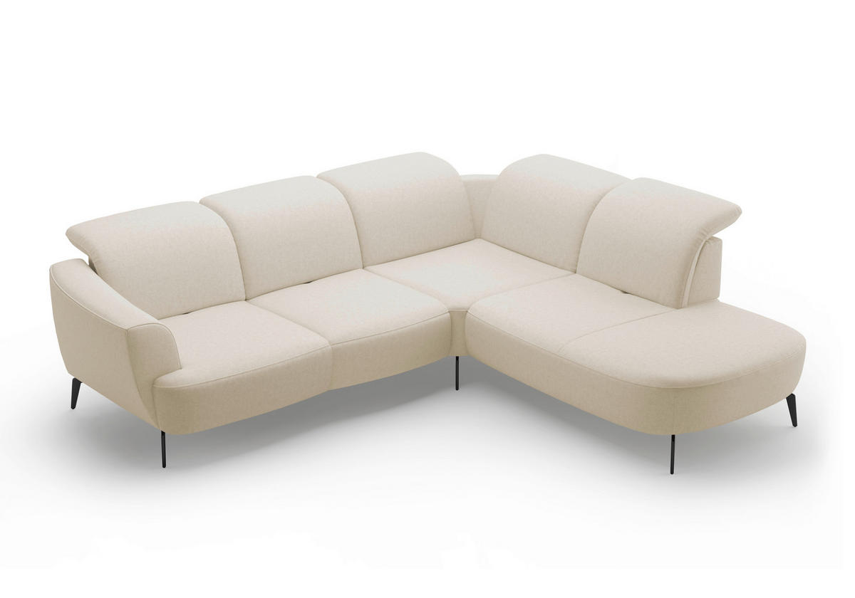 ECKSOFA in Flachgewebe Creme  300/267 cm  - Creme/Schwarz, KONVENTIONELL, Textil/Metall (300/267cm) - Sit & More