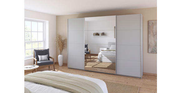 SCHWEBETÜRENSCHRANK  in Seidengrau  - Seidengrau/Alufarben, KONVENTIONELL, Glas/Holzwerkstoff (315/229/62cm) - Xora