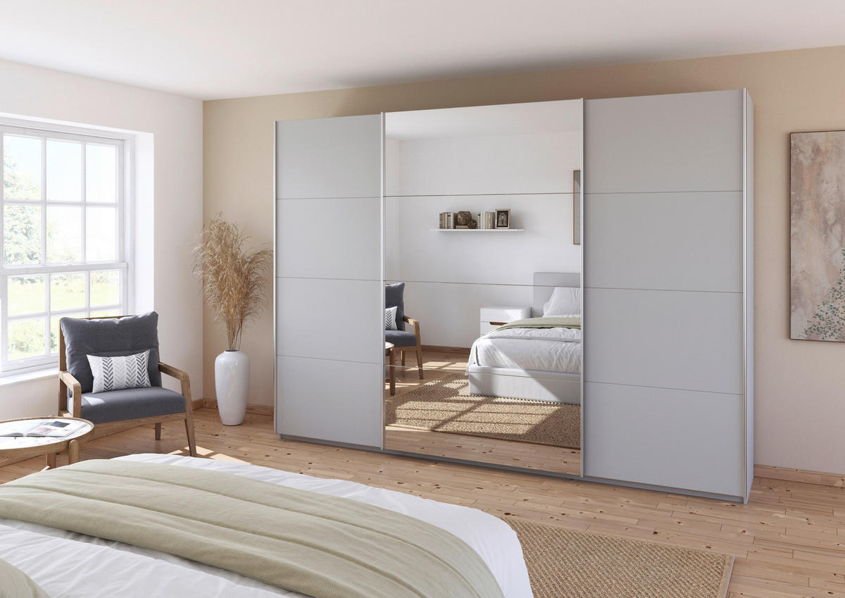 SCHWEBETÜRENSCHRANK  in Seidengrau  - Seidengrau/Alufarben, KONVENTIONELL, Glas/Holzwerkstoff (315/229/62cm) - Xora