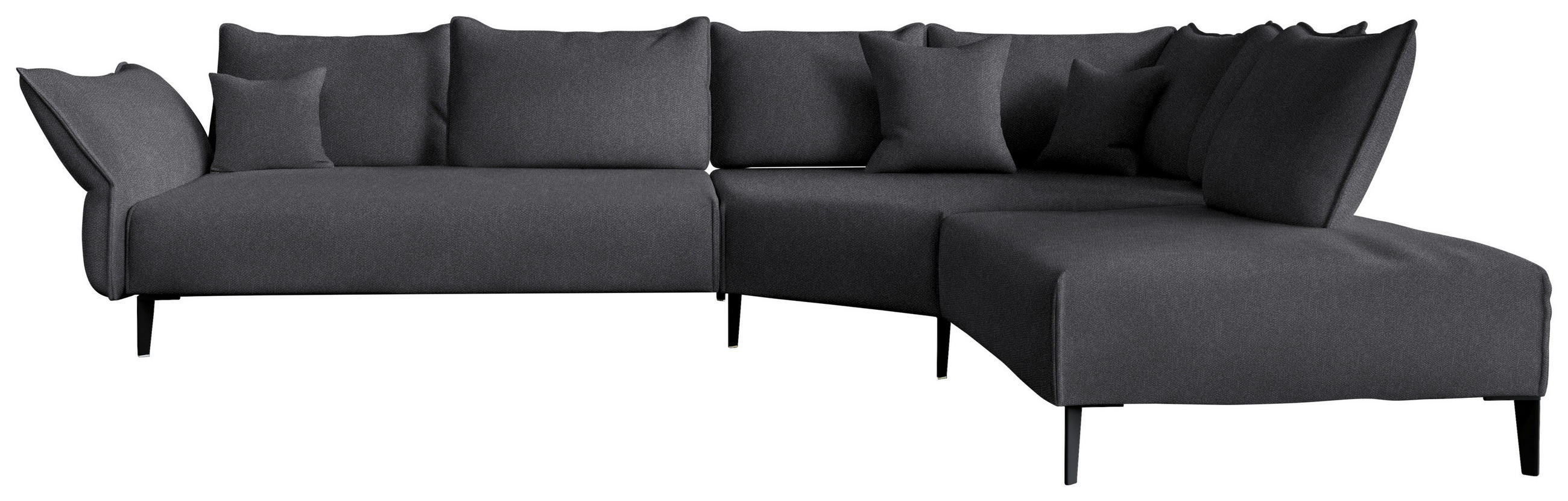 ECKSOFA  in Chenille, Flachgewebe Graphitfarben  340/272 cm  - Schwarz/Graphitfarben, MODERN, Textil/Metall (340/272cm) - W.Schillig