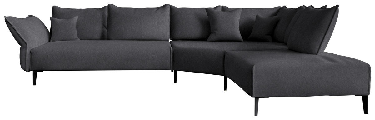 ECKSOFA  in Chenille, Flachgewebe Graphitfarben  340/272 cm  - Schwarz/Graphitfarben, MODERN, Textil/Metall (340/272cm) - W.Schillig