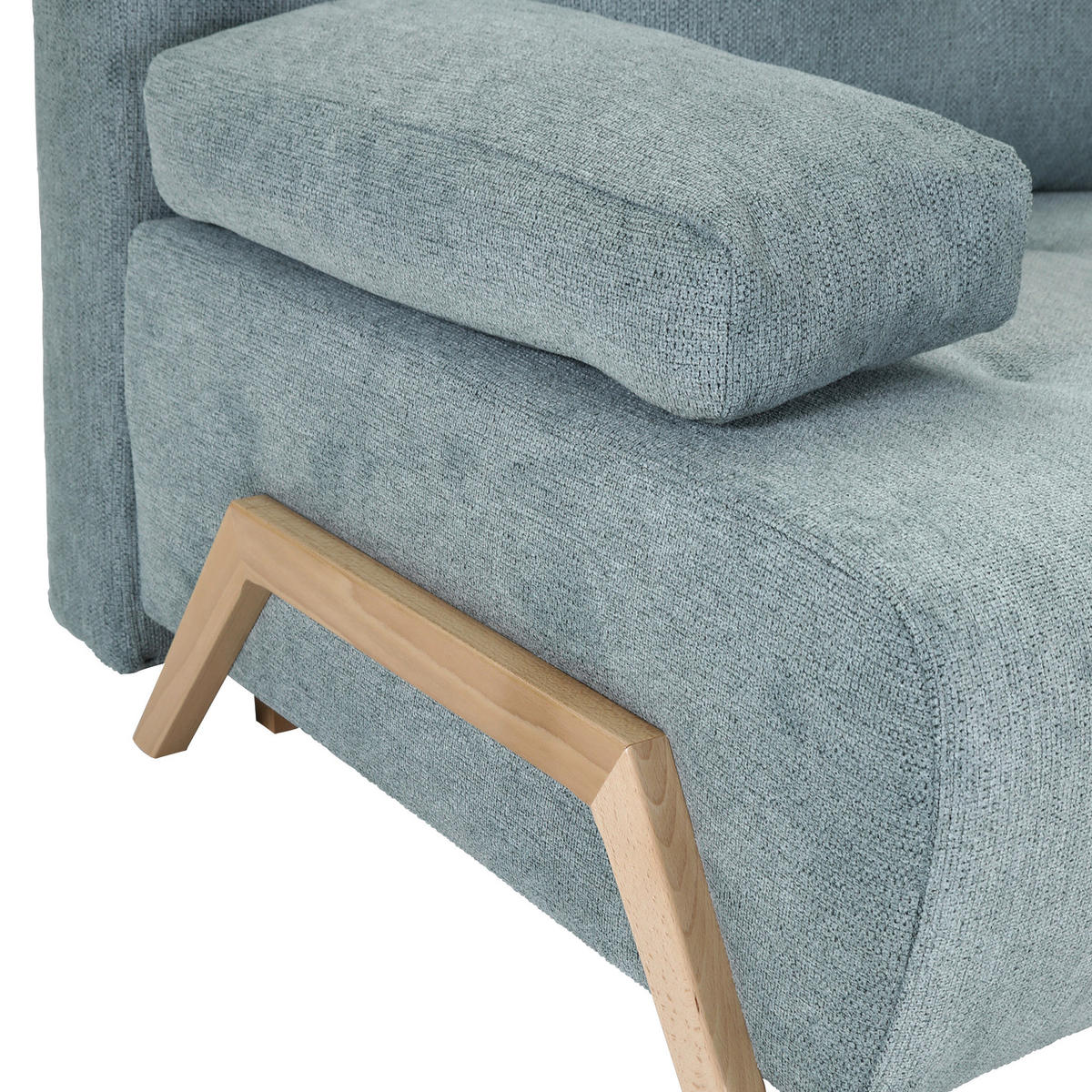 SCHLAFSOFA  mit Liegefunktion, Rücken echt Flachgewebe Mintgrün  - Buchefarben/Mintgrün, KONVENTIONELL, Holz/Textil (204/75/100cm) - Carryhome