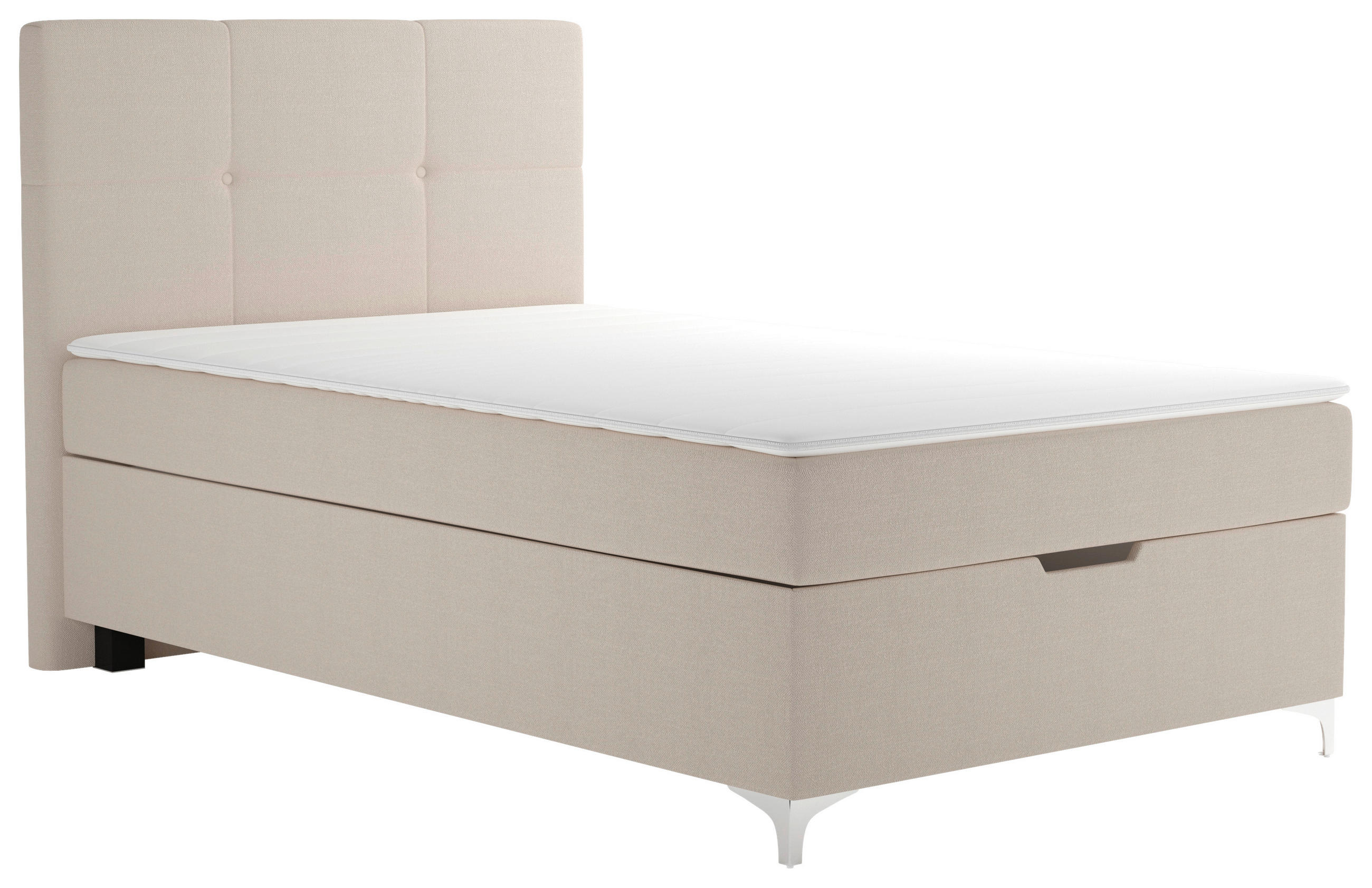 BOX-ÁGY 120/200 cm  bézs  - bézs/ezüstszínű, Basics, műanyag/textil (120/200cm) - Cantus
