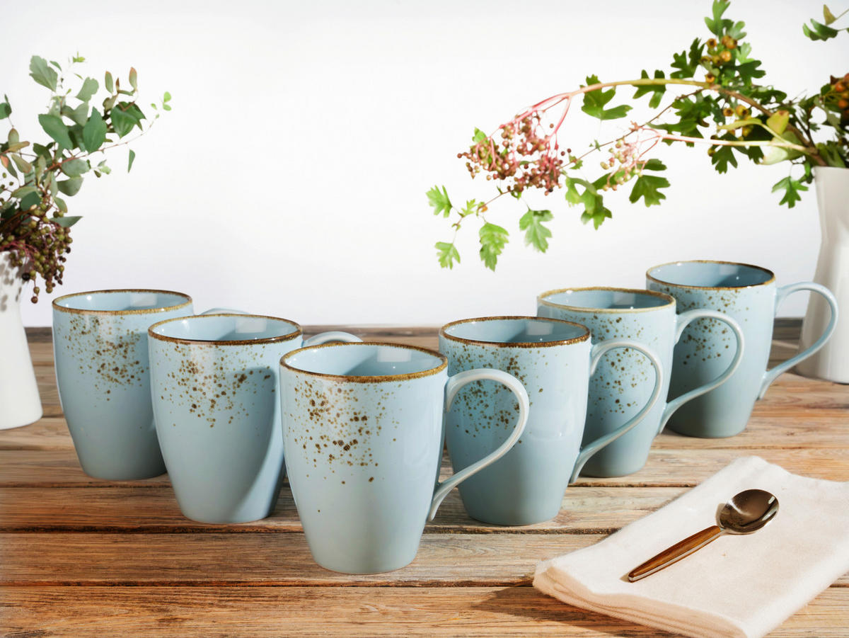 SET KAFFEMUGGAR 6 delar  - pastellblå, Trend, keramik (300ml) - Creatable