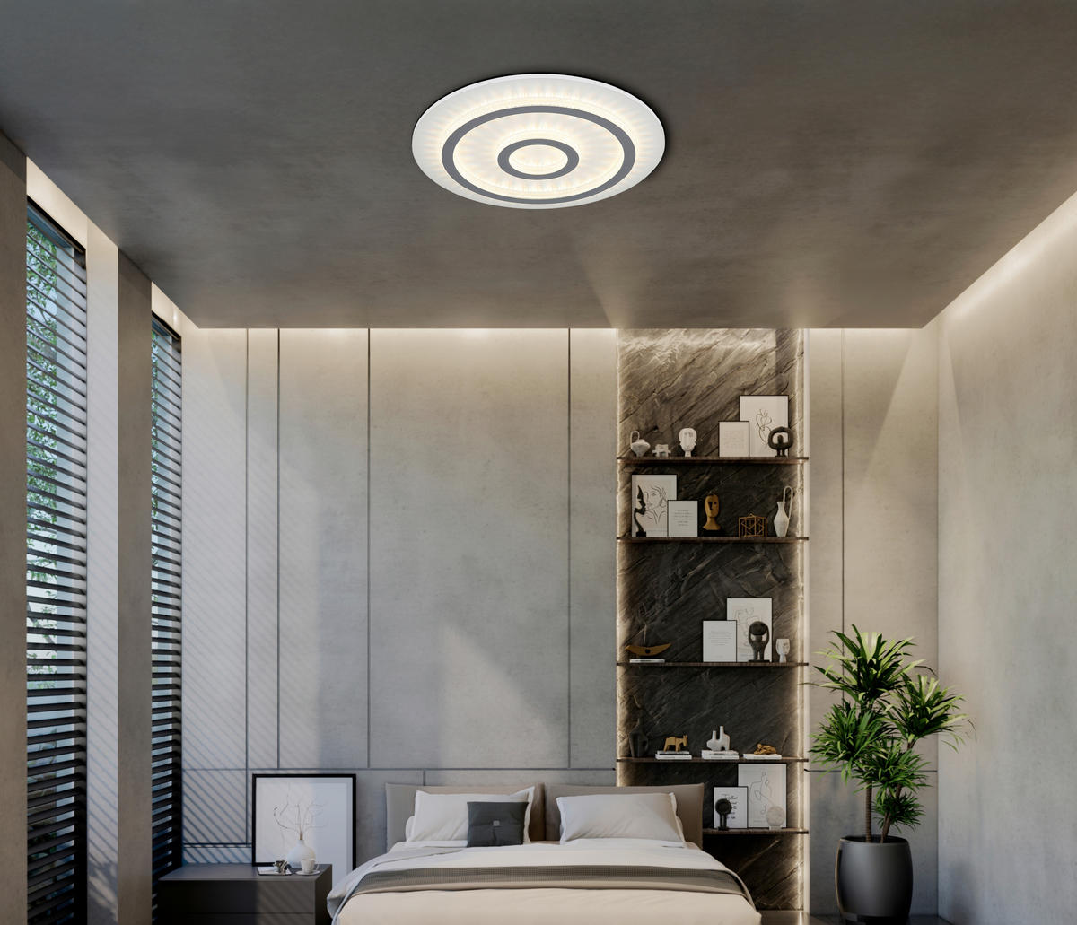 LED-DECKENLEUCHTE 45/5,5 cm   - Klar/Hellgrau, Design, Kunststoff/Metall (45/5,5cm) - Globo