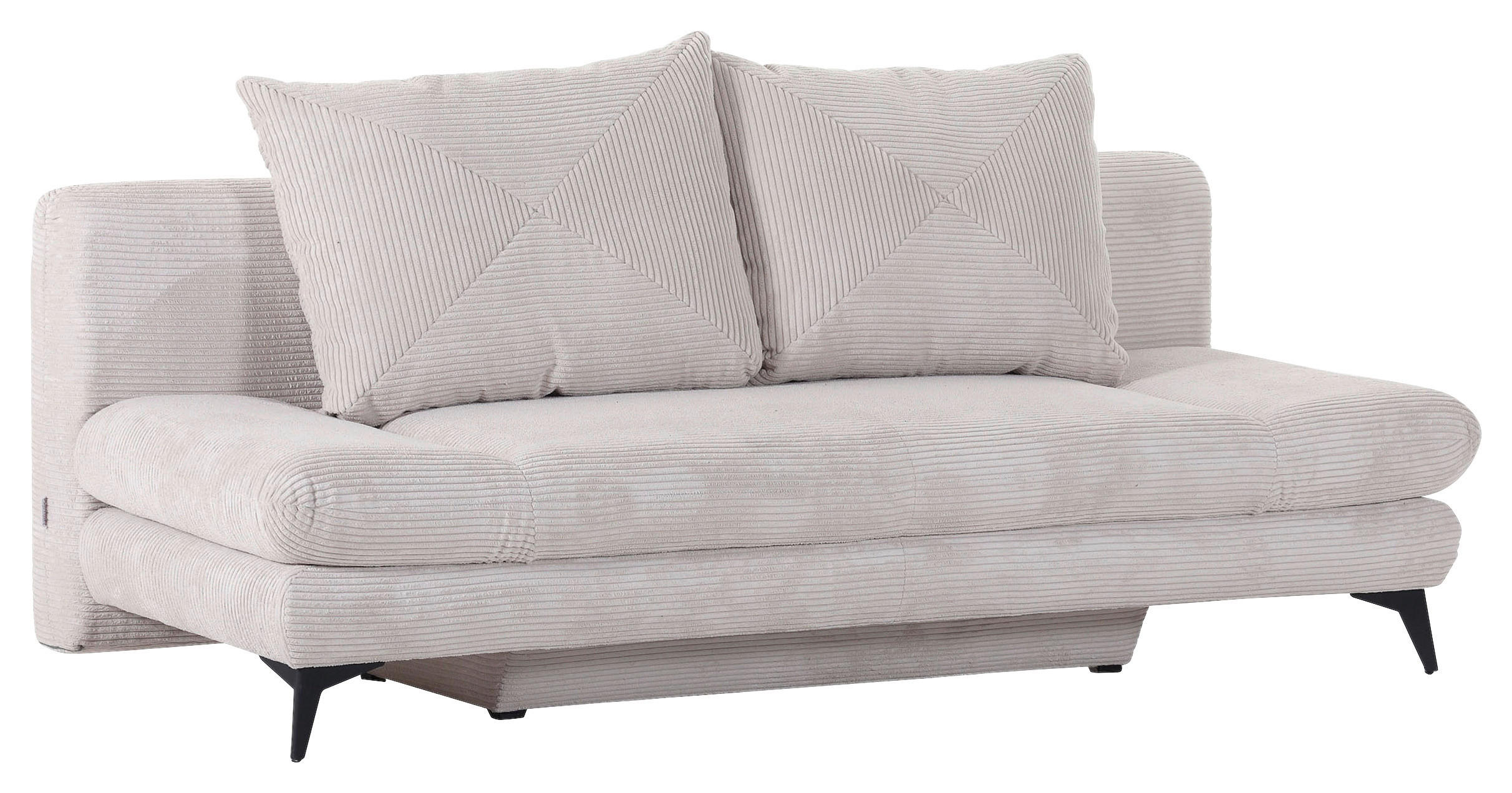 SCHLAFSOFA Cord Naturfarben - Schwarz/Naturfarben, KONVENTIONELL, Textil/Metall (200/78/95cm) - home24