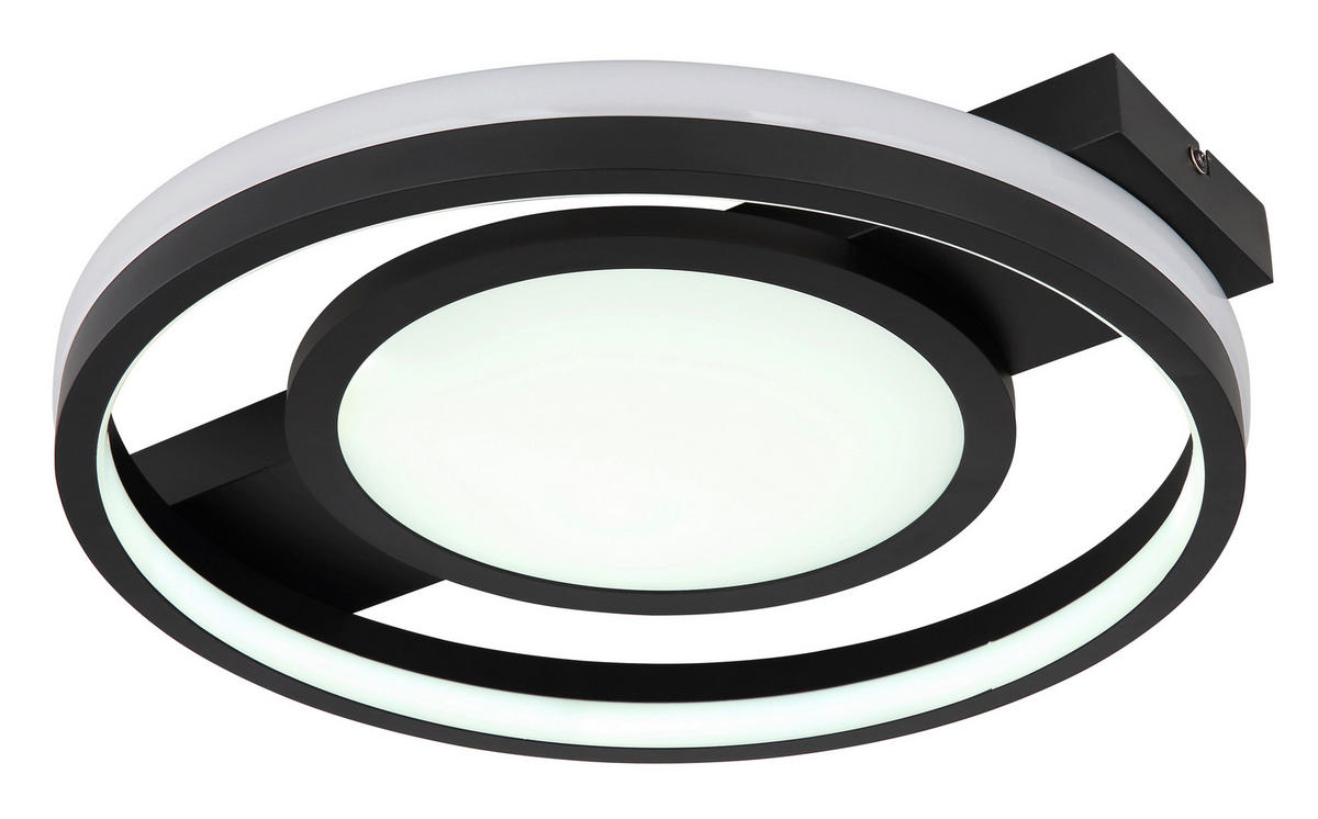 DECKENLEUCHTE 40 W    43/40/6,8 cm  - Weiss/Opal, Trend, Kunststoff/Metall (43/40/6,8cm) - Globo