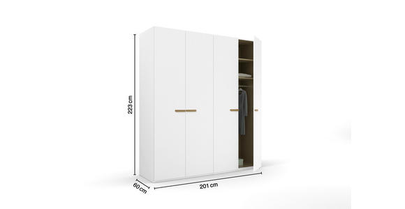 DREHTÜRENSCHRANK 201/223/60 cm 4-türig Weiß - Weiß, Trend, Holz/Holzwerkstoff (201/223/60cm) - Novel