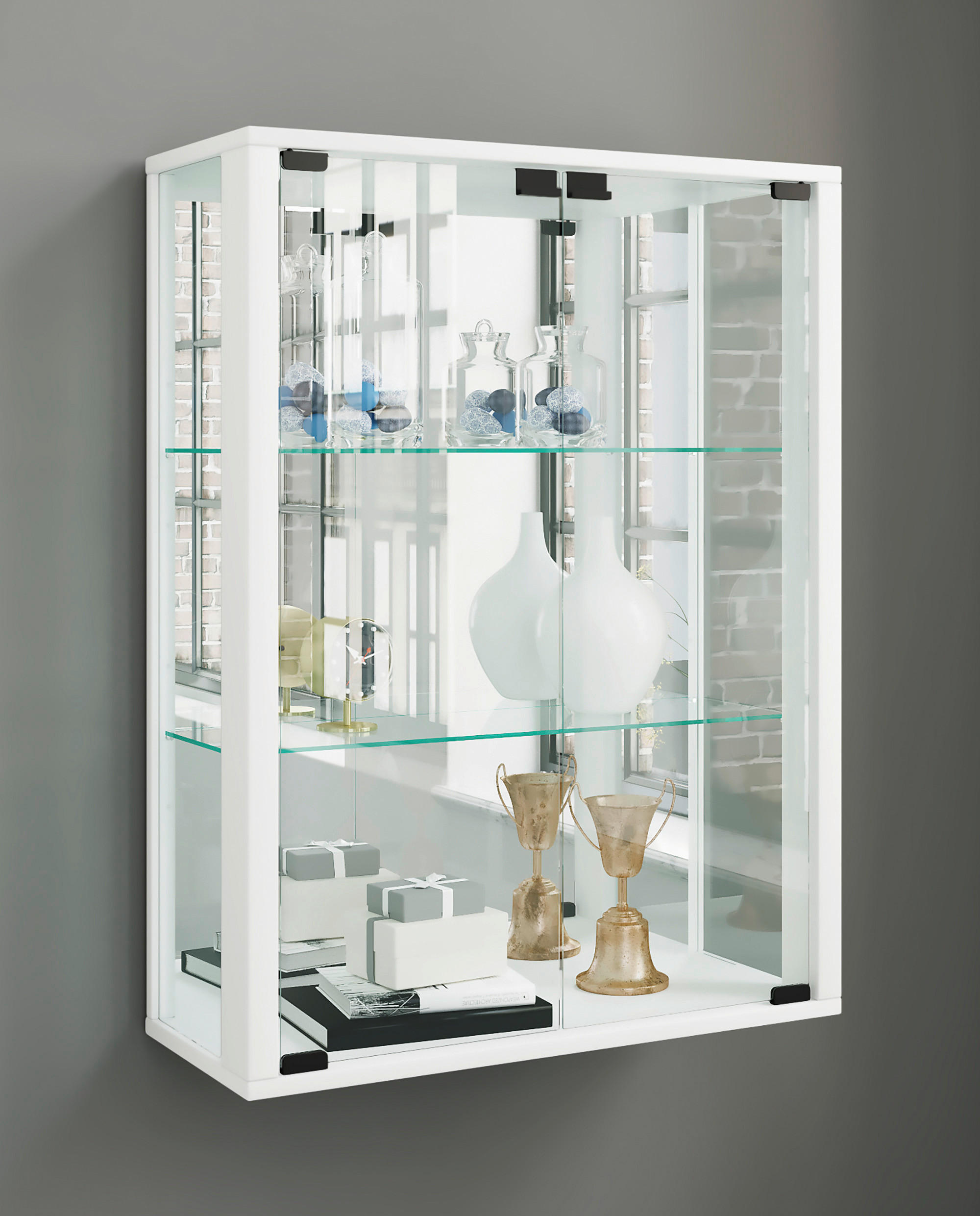 HÄNGEVITRINE in Buche Weiß - Schwarz/Weiß, MODERN, Glas/Holz (60/80/25cm) - MID.YOU
