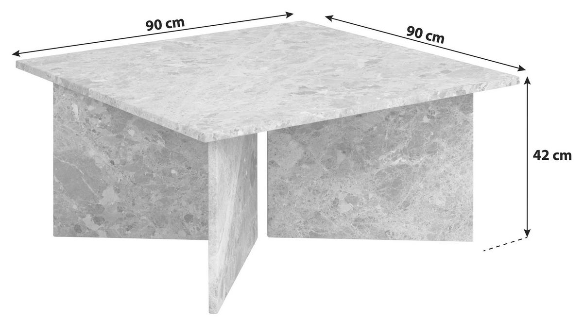 COUCHTISCH in Stein 90/90/42 cm  - Creme, Design, Stein (90/90/42cm) - Livetastic