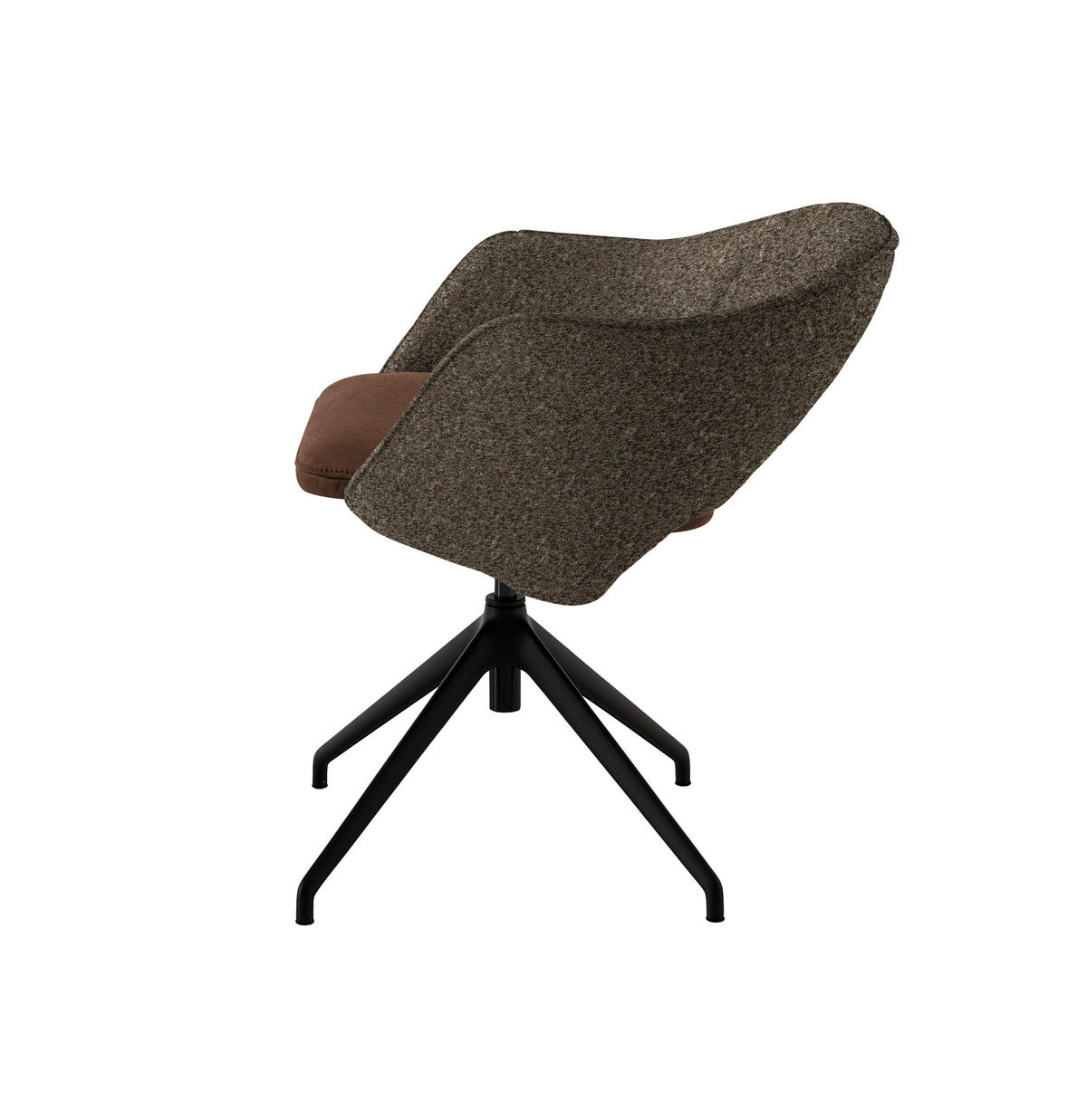 ARMLEHNSTUHL  Stoffauswahl, Wippfunktion, Sitzfläche 360° drehbar, gepolsterte Armlehnen Flachgewebe  - Schwarz/Braun, Design, Textil/Metall (63/74-90/57-73cm) - Koinor