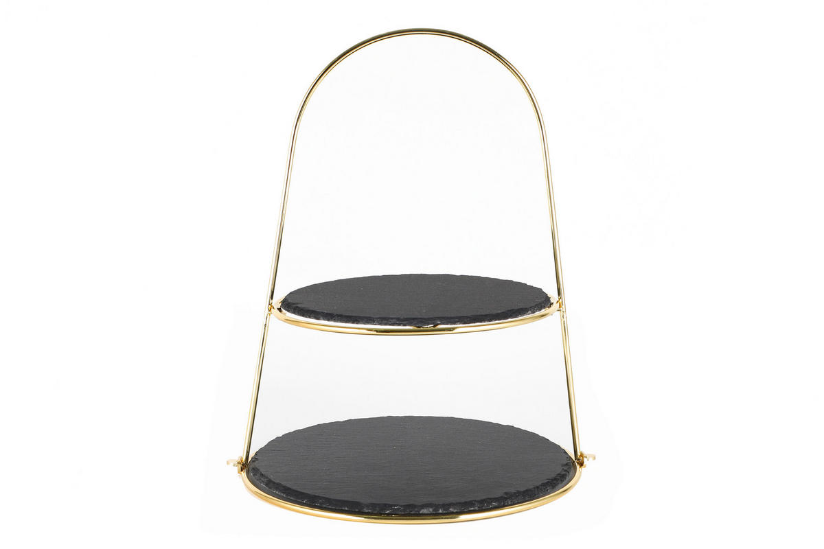 CUPCAKESTÄLL 2 våningar - guldfärgad, Basics, metall/sten (24/29/40cm) - Echtwerk