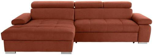 ECKSOFA in Velours Rostfarben  - Rostfarben/Silberfarben, Design, Holz/Textil (183/292cm) - Livetastic
