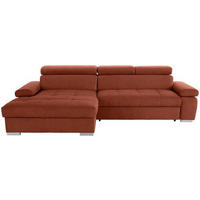 ECKSOFA in Velours Rostfarben  - Rostfarben/Silberfarben, Design, Holz/Textil (183/292cm) - Livetastic