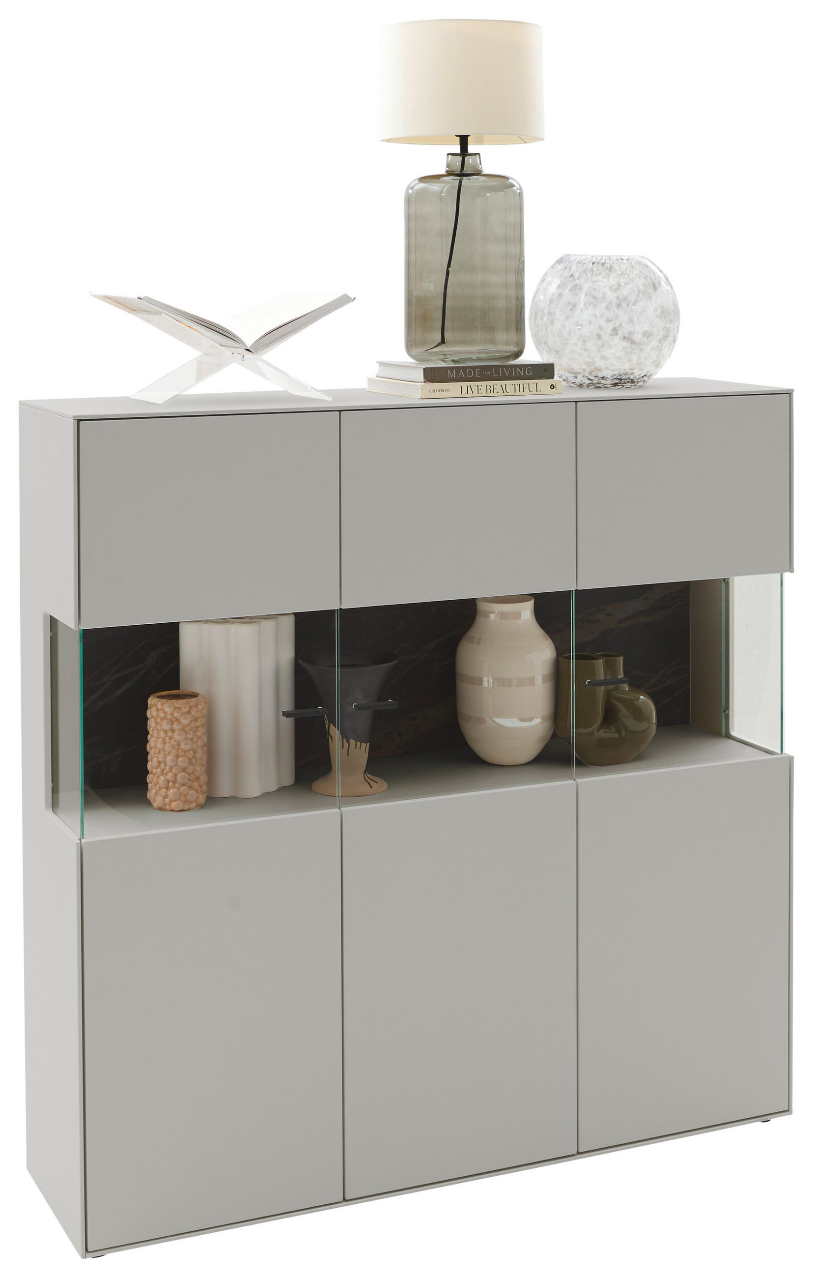 HIGHBOARD Hellgrau  121,9/121,5/45,2 cm  - Hellgrau/Schwarz, Design, Glas/Keramik (121,9/121,5/45,2cm) - Dieter Knoll
