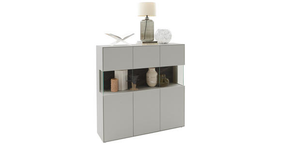 HIGHBOARD Hellgrau  121,9/121,5/45,2 cm  - Hellgrau/Schwarz, Design, Glas/Keramik (121,9/121,5/45,2cm) - Dieter Knoll