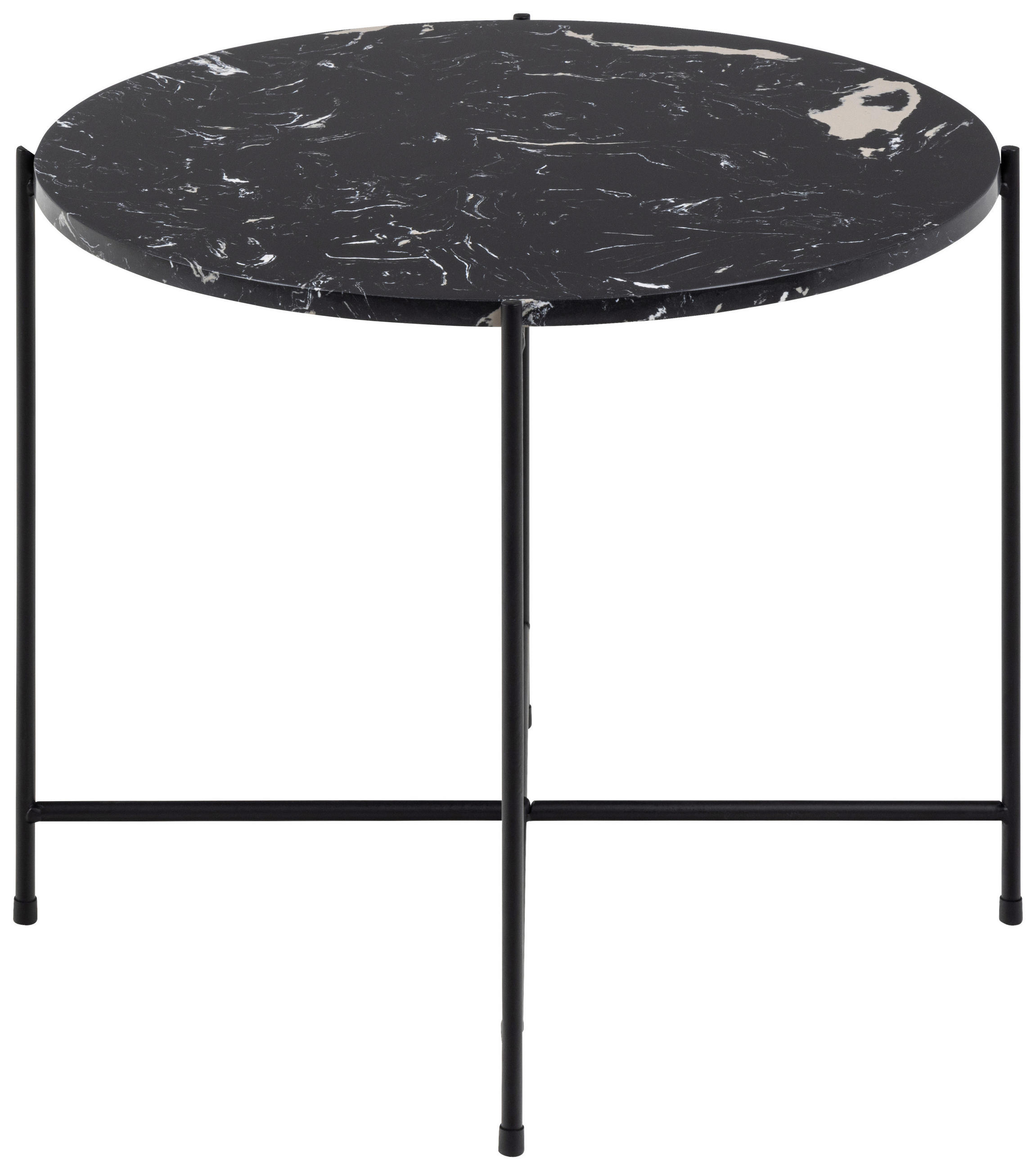 BEISTELLTISCH 52/52/40 cm Schwarz rund  - Schwarz, Trend, Stein/Metall (52/52/40cm)