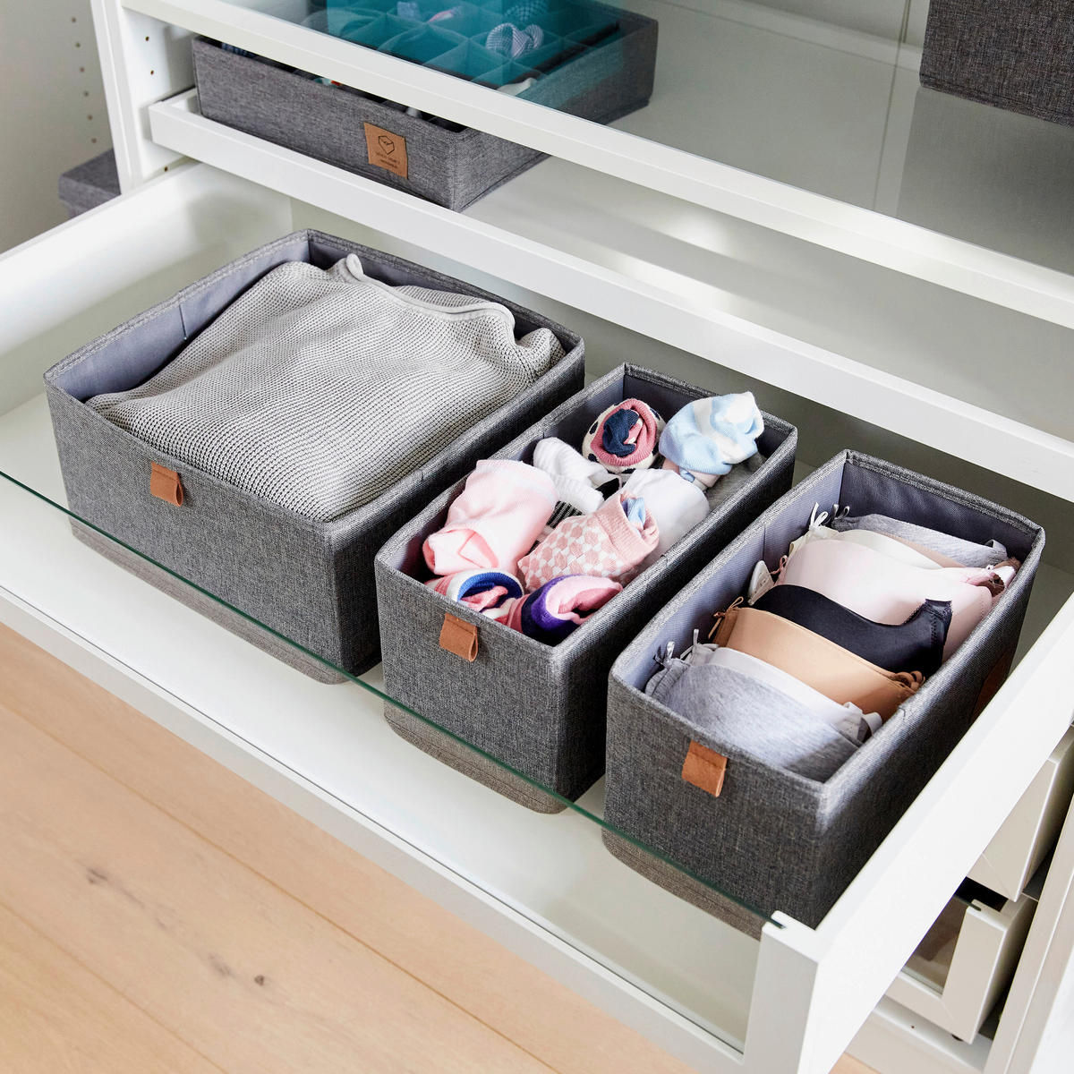 AUFBEWAHRUNGSBOXEN-SET Premium  - Grau, Basics, Karton/Textil - Store It