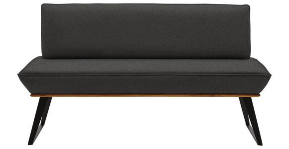 SITZBANK 160/87/64 cm in Schwarz, Eichefarben, Dunkelgrau - Eichefarben/Dunkelgrau, Design, Holz/Textil (160/87/64cm) - Voleo