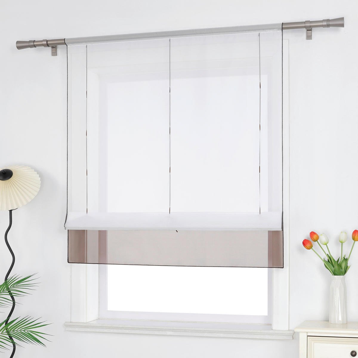 FALTROLLO  transparent  80/155 cm    - Braun/Weiß, Basics, Textil (80/155cm)