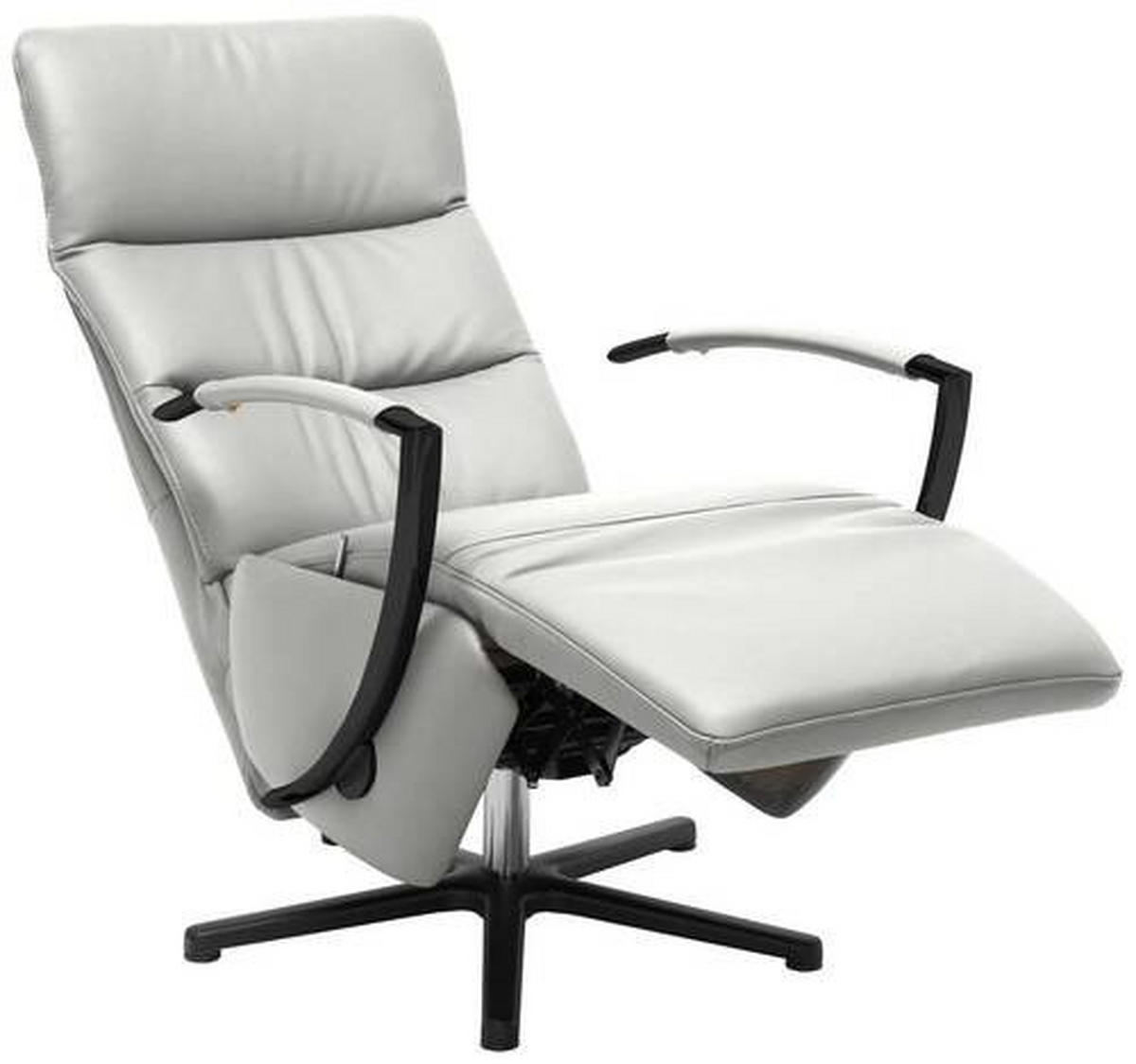 RELAXSESSEL in Leder Silberfarben  - Silberfarben/Schwarz, Design, Leder/Metall (64/112/80cm) - Cantus