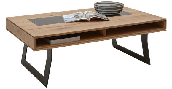 COUCHTISCH in Glas, Holz, Metall 120/75/43 cm - Eichefarben/Anthrazit, Design, Glas/Holz (120/75/43cm) - Valnatura