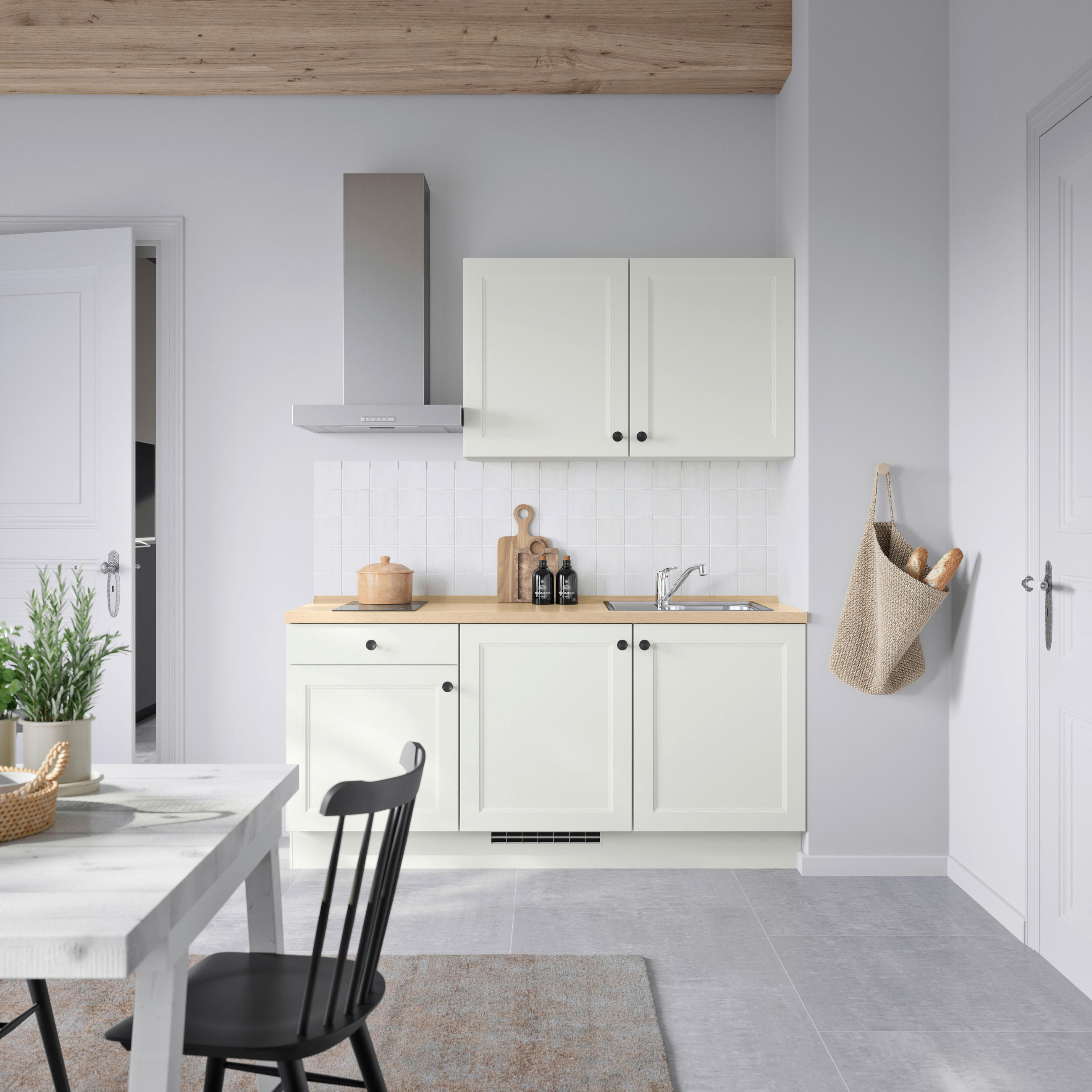 KÜCHENBLOCK 180 cm   in Weiß, Eichefarben  - Eichefarben/Schwarz, MODERN, Holzwerkstoff/Metall (180cm) - Nobilia