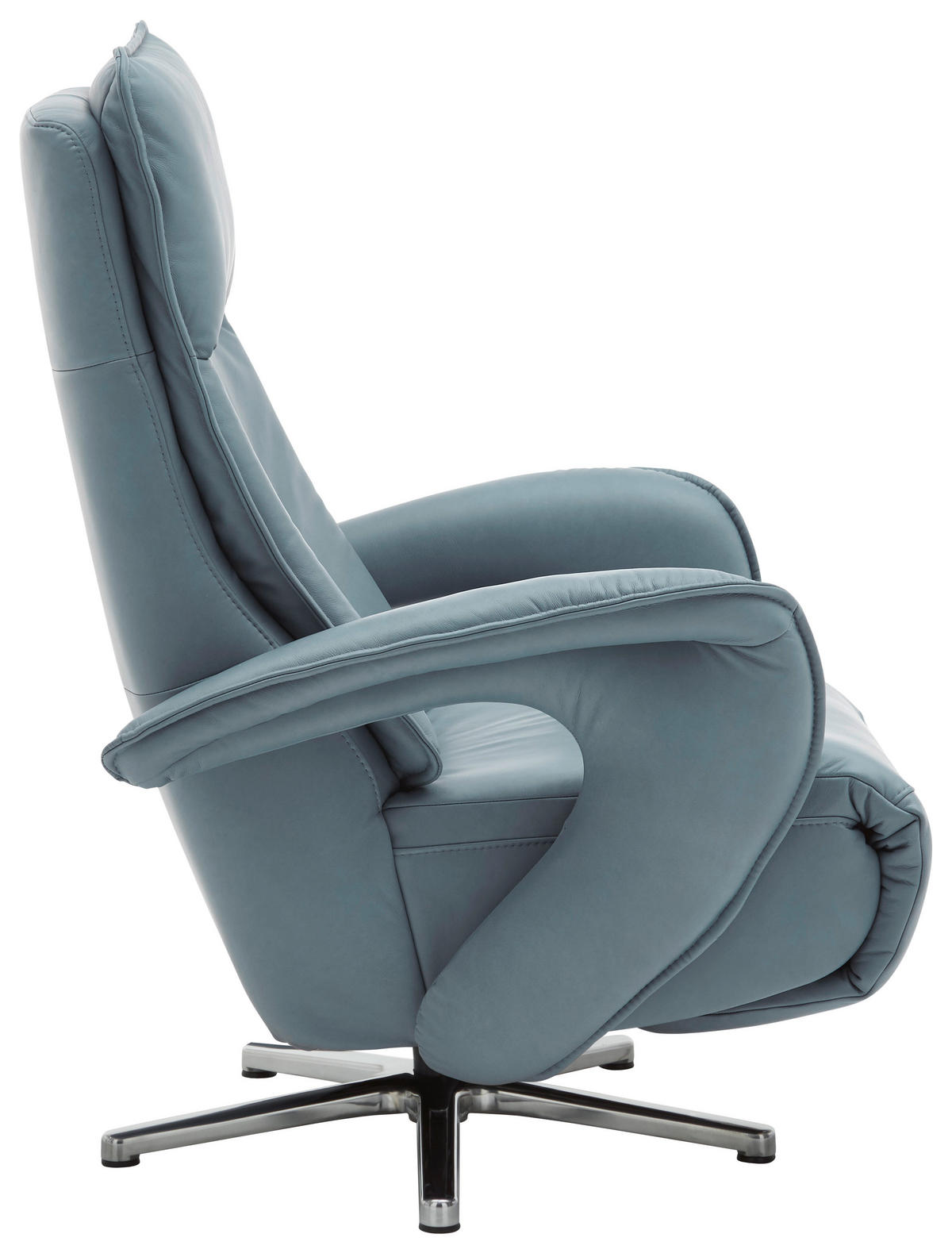 RELAX FOTEL - krómszínű/világoskék, Design, bőr/fém (77/108/87cm) - Valdera