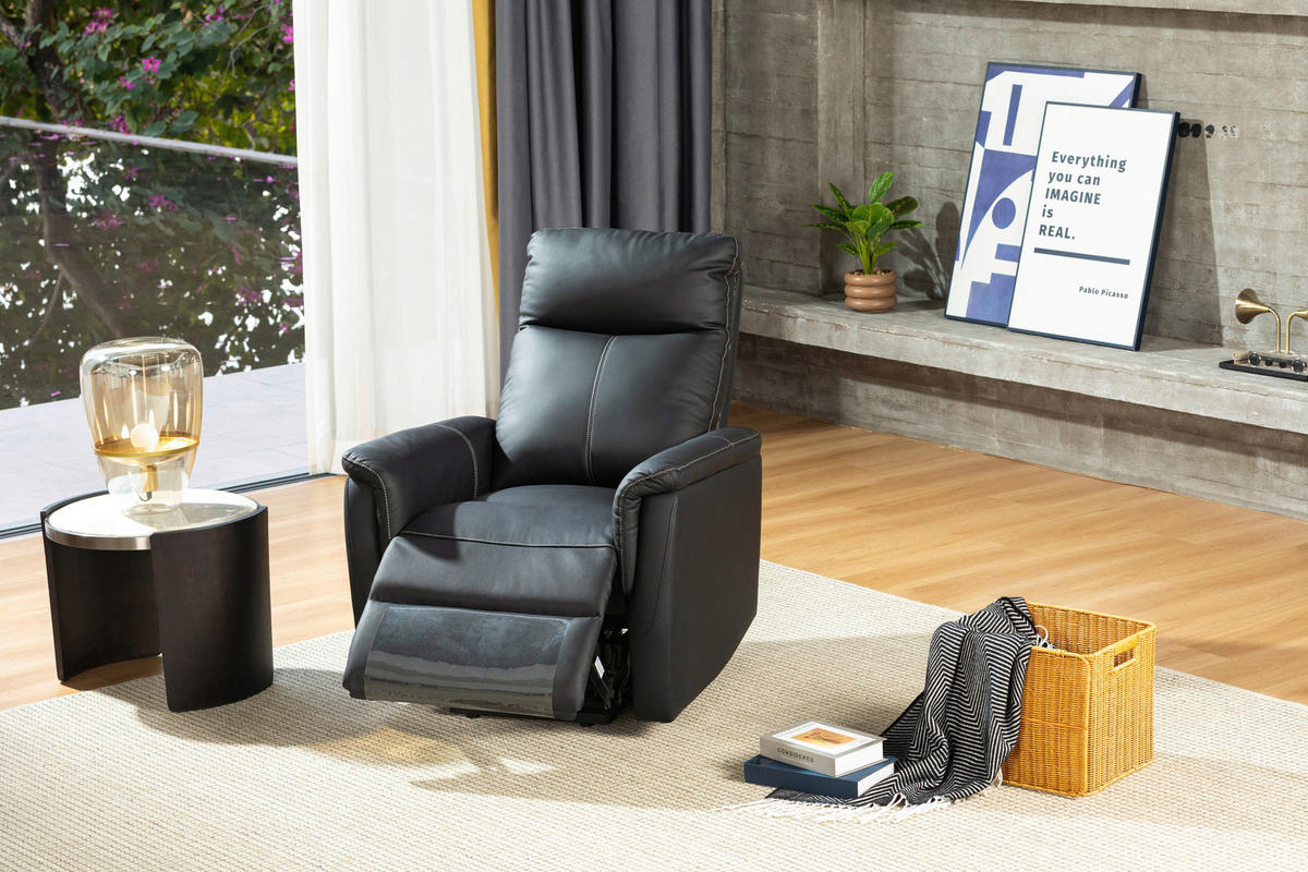FERNSEHSESSEL in Lederlook Schwarz  - Weiss/Schwarz, Design, Leder/Kunststoff (78/108/91cm) - MID.YOU