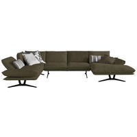 WOHNLANDSCHAFT  in Echtleder Olivgrün  - Schwarz/Olivgrün, Natur, Leder/Metall (217/359/155cm) - Dieter Knoll